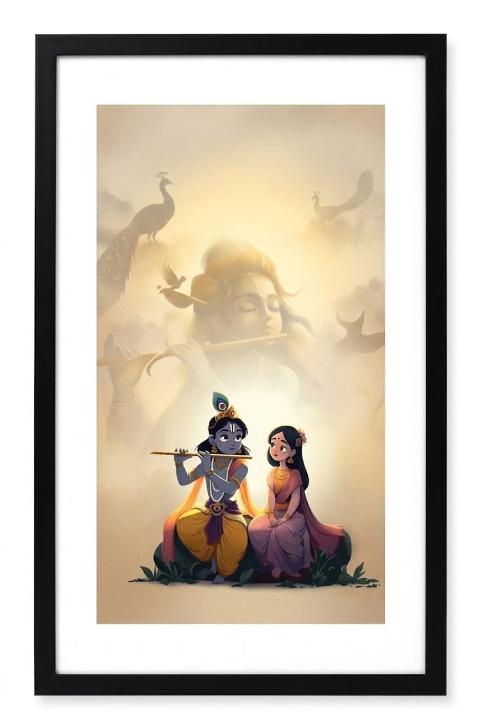 Divine Krishna & Radha Love Wall Frame, HQ PS frame